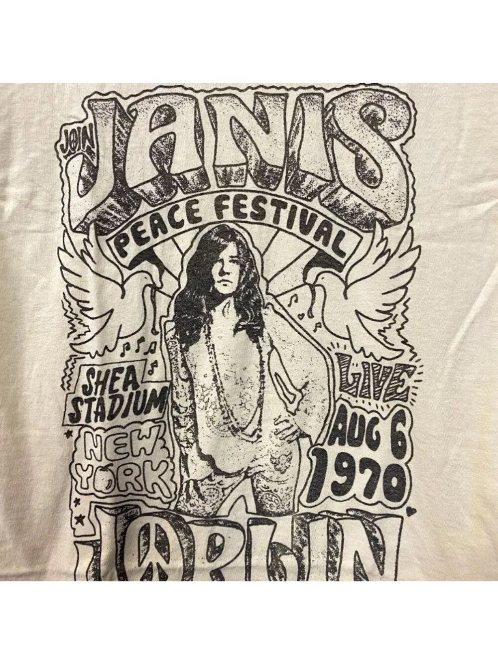 Janis Joplin Peace Festival Shea Stadium '70 T-Shirt Small